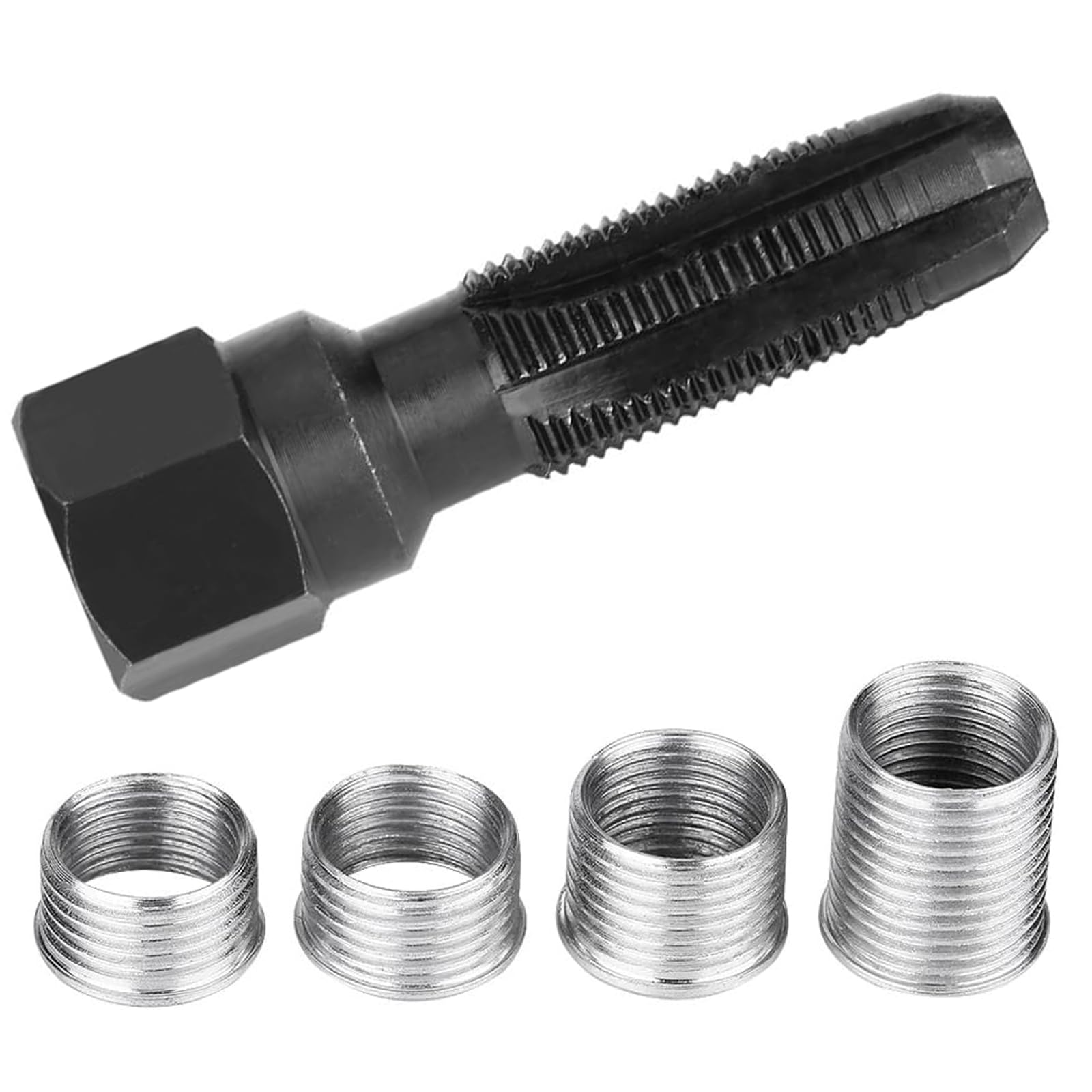 CLKE Reparatur-Set für Zündkerzengewinde, M14 x 1,25, Reparatur M14-Gewinde, mit 4 Zubehörteilen, Gewinde-Reparatur, Glühkerzen von CLKE