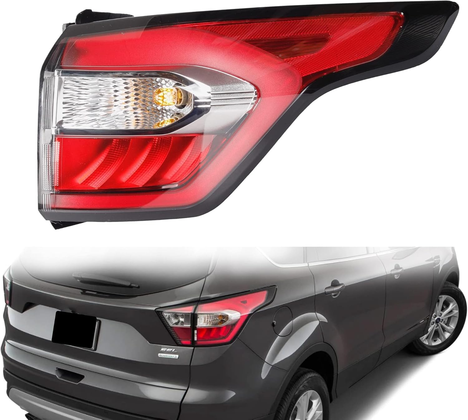 Autorücklichter für Ford Kuga 2017-2019, Die Schale ist robust und langlebig,Right bending light von CLLYBF66