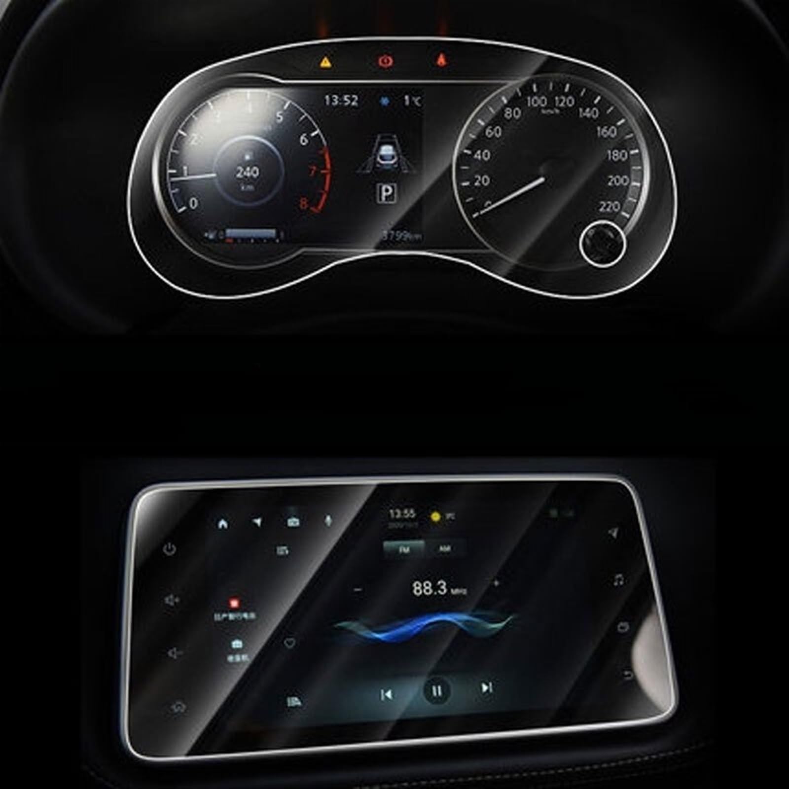 CLWYWUL Navigation AR Schutzfolie Kompatibel Mit Nissan Für Kicks 2017 2018 2019 2020, Gehärtetes Glas, Auto-Navigations-Displayschutz, LCD-Touch-Display, Wasserfest(2) von CLWYWUL