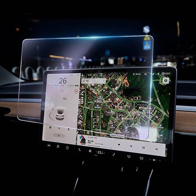 CLWYWUL Navigation AR Schutzfolie Kompatibel Mit Tesla Für Model 3 S X, Auto-HD, Matt, Gehärtetes Glas, Displayschutzfolie, Center Control Screen, Navigationsschutz, Glasfolie(Model 3 HD) von CLWYWUL