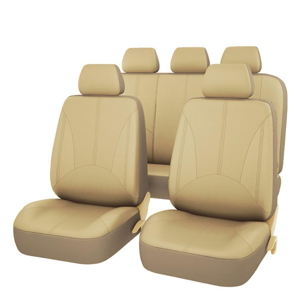 CLZXCV Leder Autositzbezüge für Citroen C3/C3 Aircross/C3 Picasso/AirCross/C3 Pluriel, Wasserdicht Antifouling Sitzschoner Leder Sitzschoner Auto Sitzbezüge Sets Auto Innenraum Zubehör,2 Beige von CLZXCV