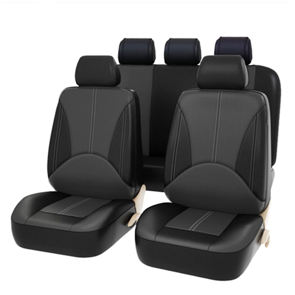 CLZXCV Leder Autositzbezüge für Hyundai Bayon/Bayon Hybrid Crossover SUV 2021–Present, Wasserdicht Antifouling Sitzschoner Leder Sitzschoner Auto Sitzbezüge Sets Auto Innenraum Zubehör,4 Black von CLZXCV