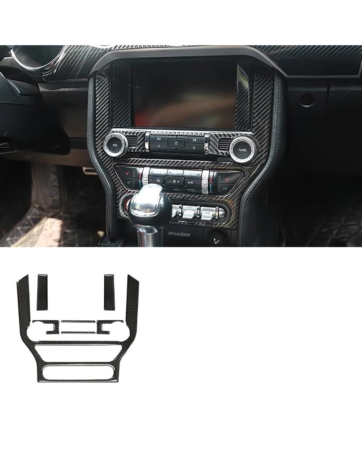 Verkleidung der Konsolenverkleidung Für Ford Für Mustang Für GT 2015-2021 Innenraum Auto GPS Navigation Blendrahmen Multimedia-Konsole Dekoration Aufkleber Aufkleber(A set(Black)) von CMLGWL