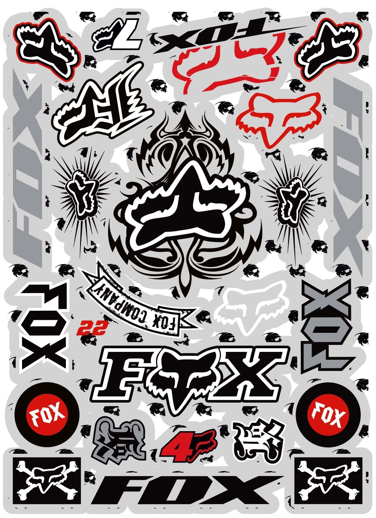 KIT Sticker Fox Stickers Sponsor Motorrad KOMPATIBEL FÜR Honda Yamaha KTM Cross Enduro Helm (22) von CMR Design Co