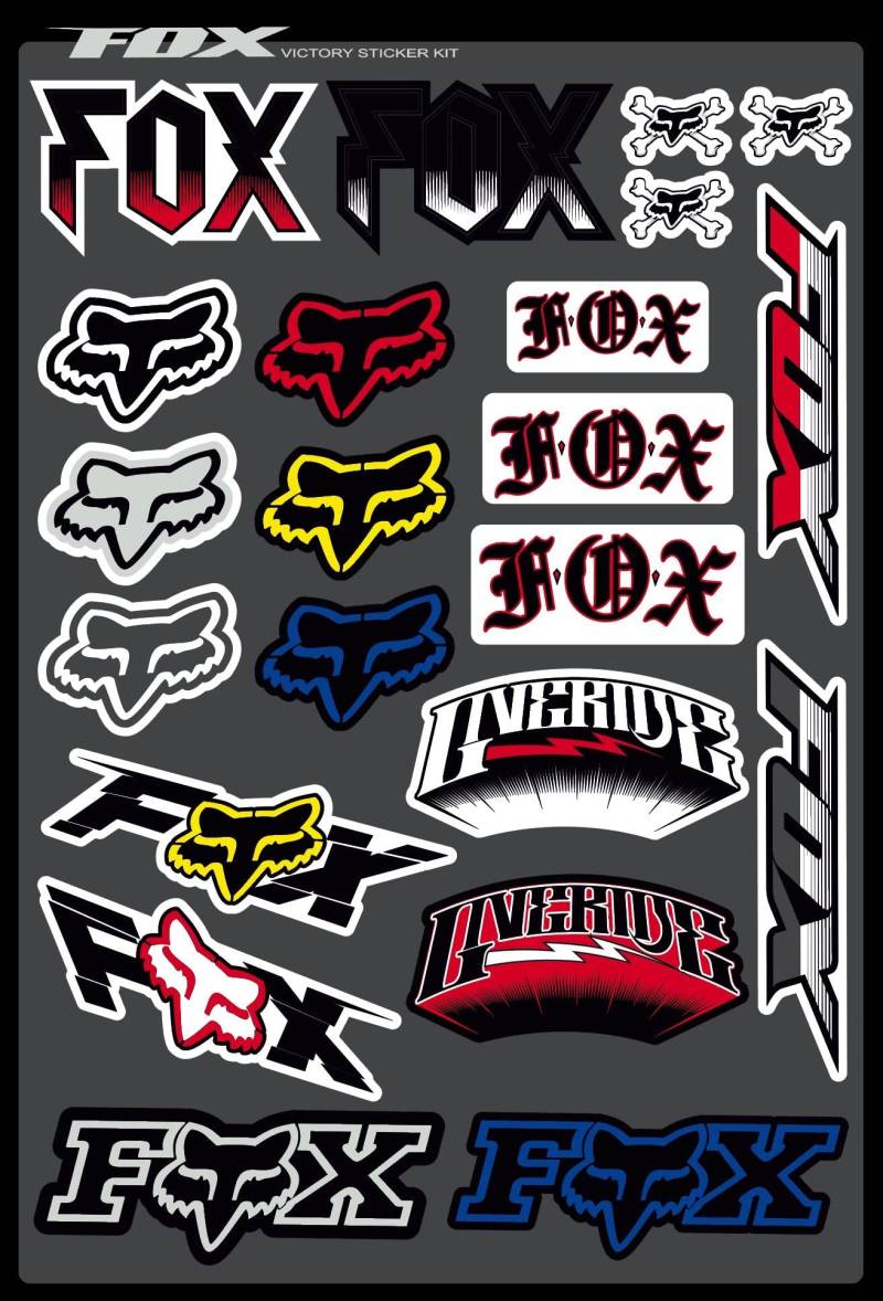 KIT Stickers Fox Stickers Sponsor Motorrad KOMPATIBEL FÜR Honda Yamaha KTM Cross Enduro Helm (28) von CMR Design Co