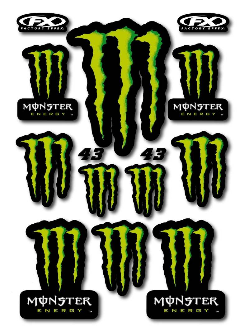 Monster Energy Aufkleber – Motorradaufkleber – Quad-Aufkleber – Motocross – für Motorräder, Autos, Helme, Computer-Notebooks und andere Artikel (43) von CMR Design Co