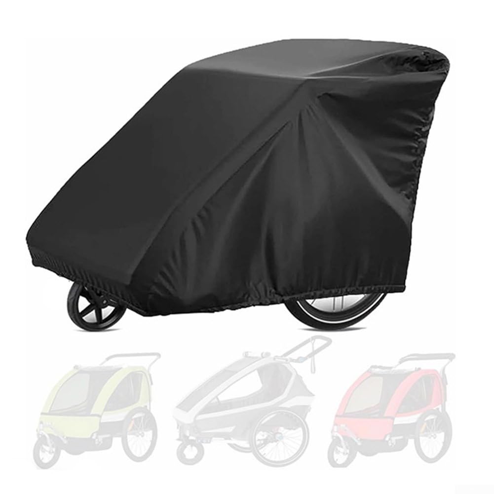 CNANRNANC Wasserdichte Fahrradanhängerabdeckung, 210D Oxford-Stoff, Anhängerabdeckung für Kinder, Haustieranhänger, Wetter- und Staubschutz, 140 x 99 x 83 cm (schwarz) von CNANRNANC