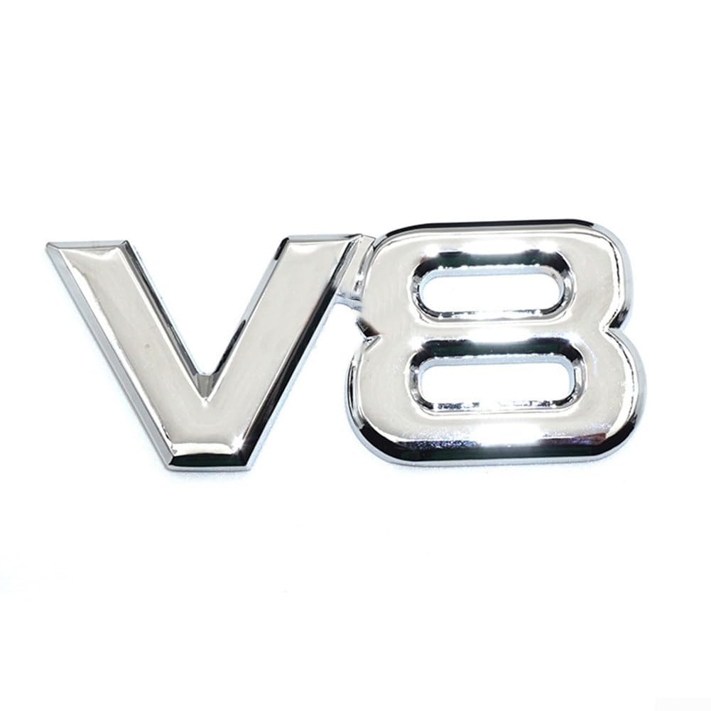 V8 Turbo Racing Logo-Aufkleber, stilvolles Chrom-Emblem, um Ihre Fahrt zu personalisieren (Silber) von CNANRNANC