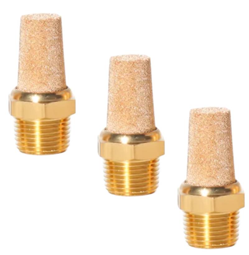 Pneumatik Schalldämpfer aus Sinterbronze 3/8" 3er Set Druckluftschalldämpfer Industriequalität (3, 3/8") von CNCTEC