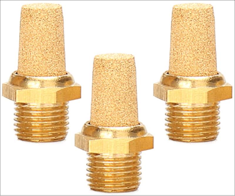 Pneumatik Schalldämpfer aus Sinterbronze 3/8" 3er Set Industriequalität Pneumatikschalldämpfer von CNCTEC