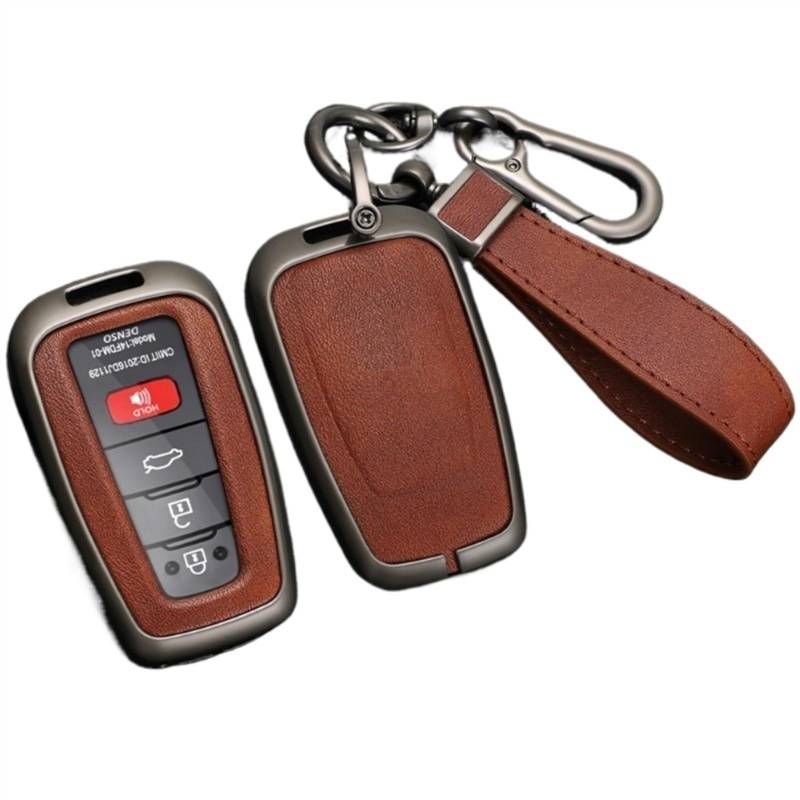 Autoschlüsselgehäuse Auto-Fernschlüsselgehäuse, Kompatibel Mit T&oy&OTA Prius Camry Corolla CHR C-HR RAV4 Land Cruiser Prado 2 3 4 Tasten Halter Schlüsselanhänger(Brown 1 PC) von CNHDCFROO