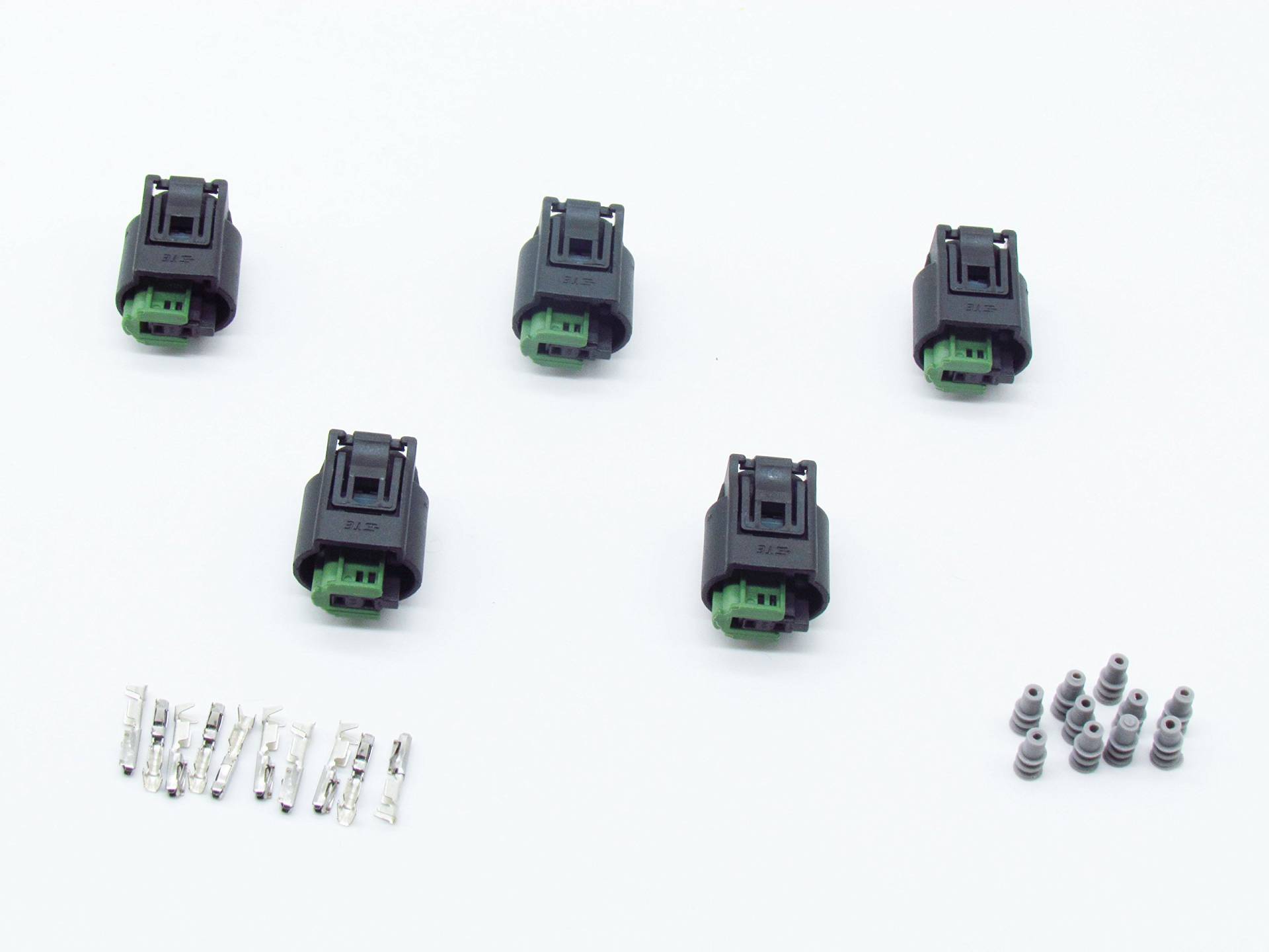 CNKF 5 Sets 2-Wege-Buchse Tyco Sensor Auto Stecker inklusive Klemmen und Dichtungen für BWM Porsche Benz 968405-1 von CNKF