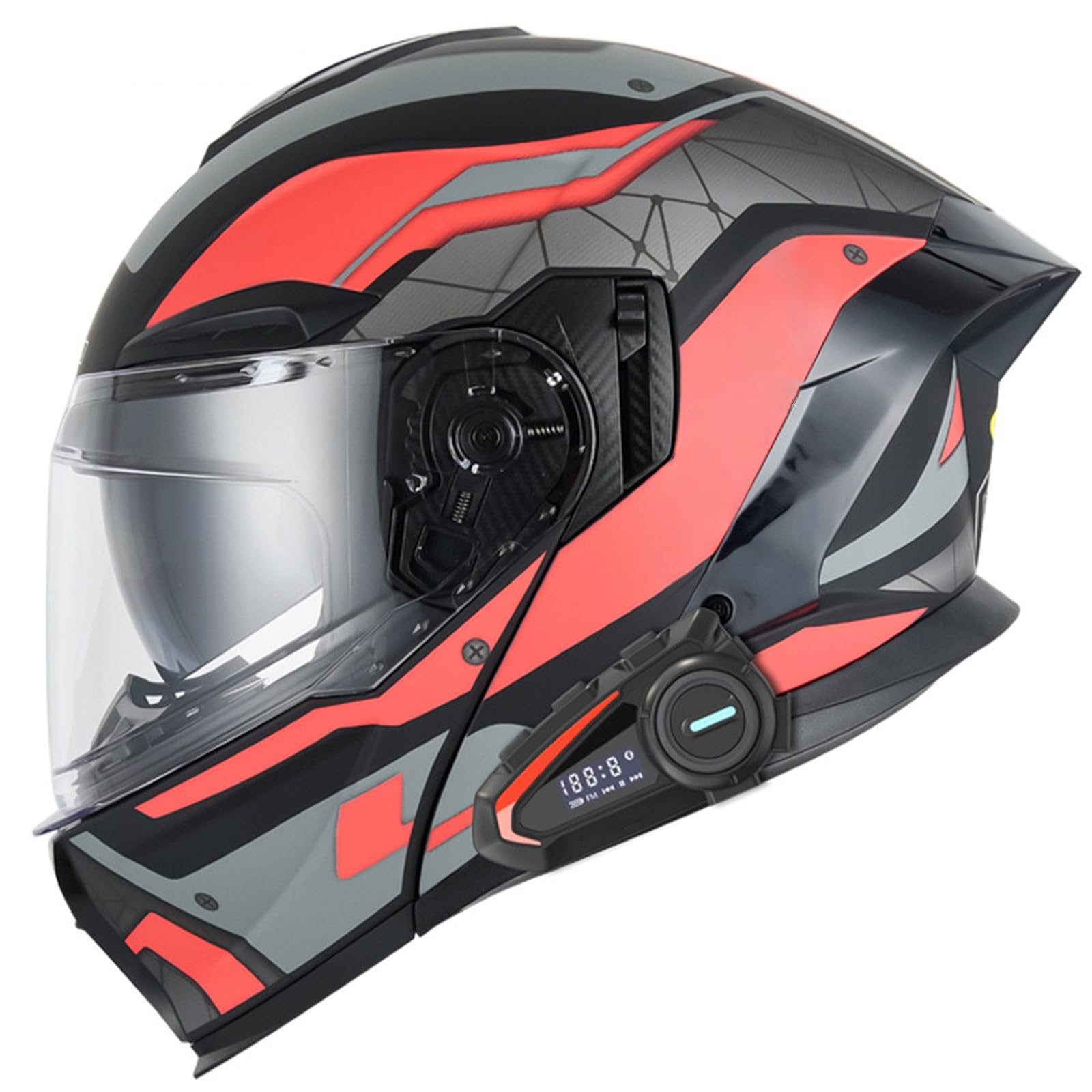 Bluetooth Flip Up Helm Motorradhelm, Modularer Bluetooth Helm Mit Doppelvisier, DOT/ECE Genehmigter Helm, Anti-Beschlag, Intelligente Geräuschunterdrückung von CNNGU