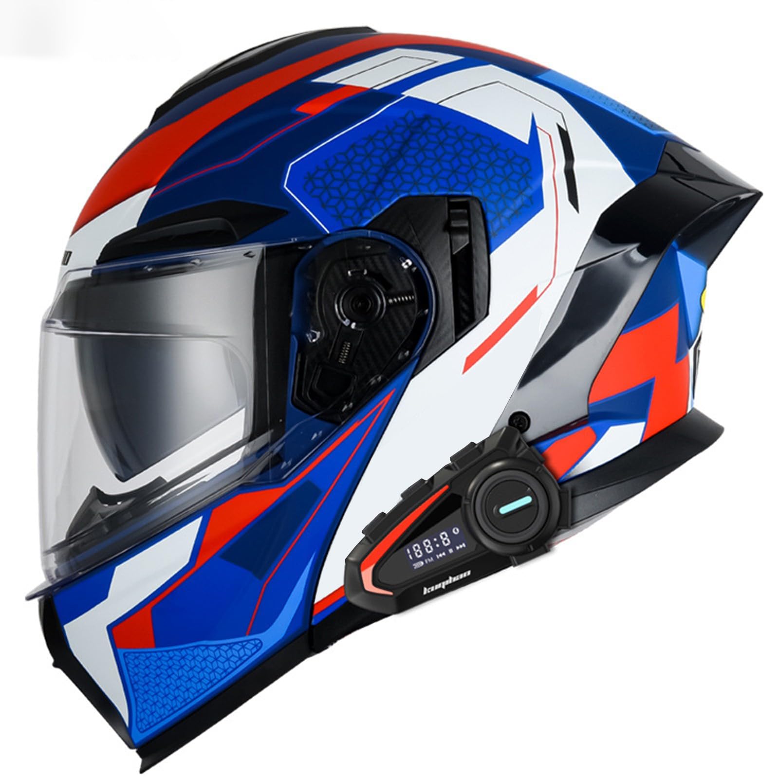 Bluetooth Flip Up Helm Motorradhelm, Modularer Bluetooth Helm Mit Doppelvisier, DOT/ECE Genehmigter Helm, Anti-Beschlag, Intelligente Geräuschunterdrückung von CNNGU