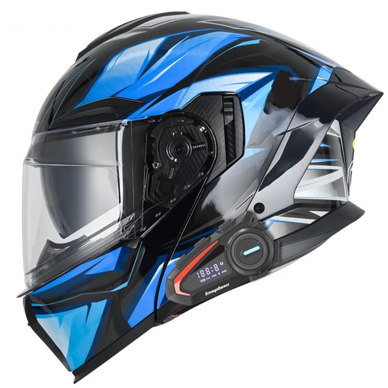 Bluetooth Flip Up Helm Motorradhelm, Modularer Bluetooth Helm Mit Doppelvisier, DOT/ECE Genehmigter Helm, Anti-Beschlag, Intelligente Geräuschunterdrückung von CNNGU