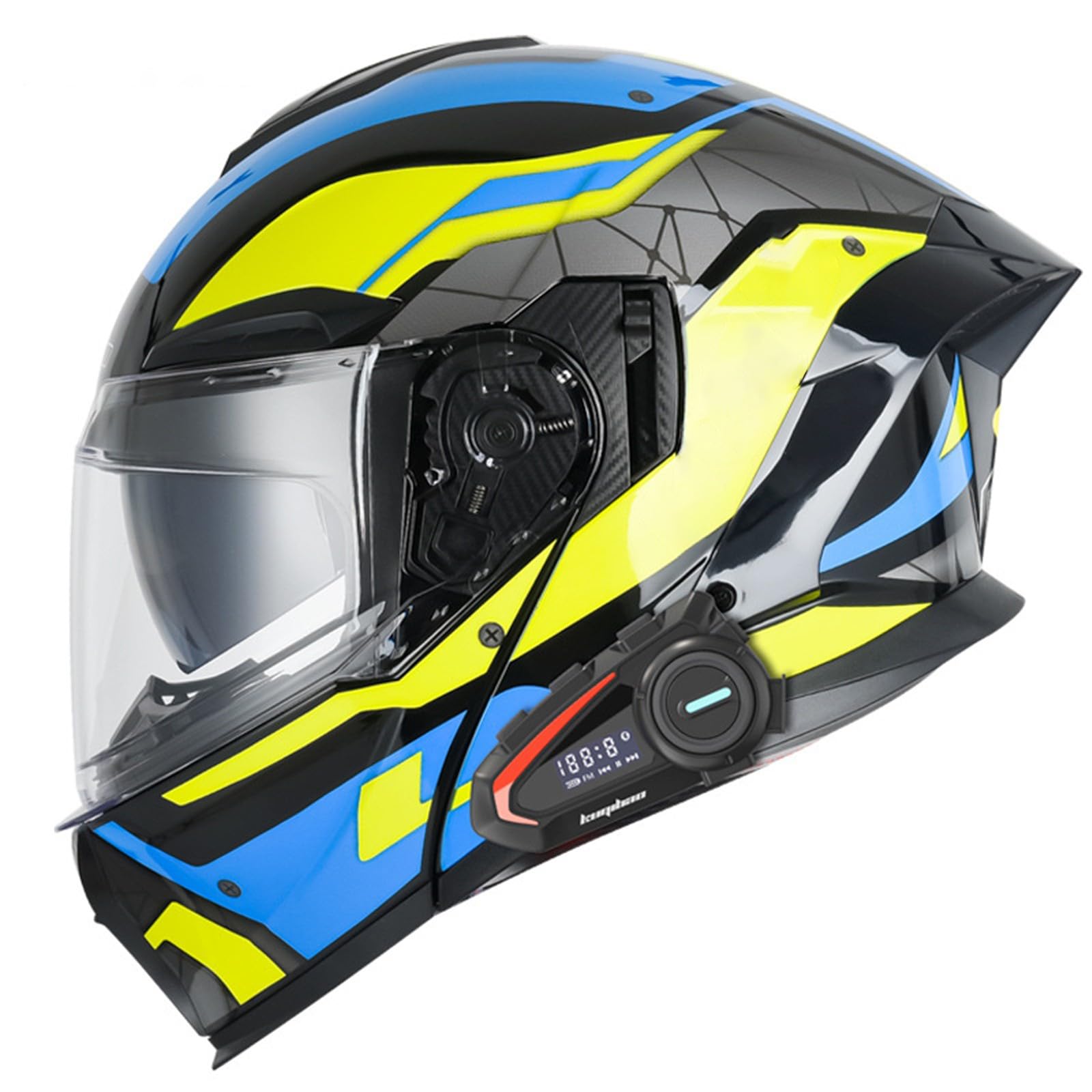 Bluetooth Flip Up Helm Motorradhelm, Modularer Bluetooth Helm Mit Doppelvisier, DOT/ECE Genehmigter Helm, Anti-Beschlag, Intelligente Geräuschunterdrückung von CNNGU