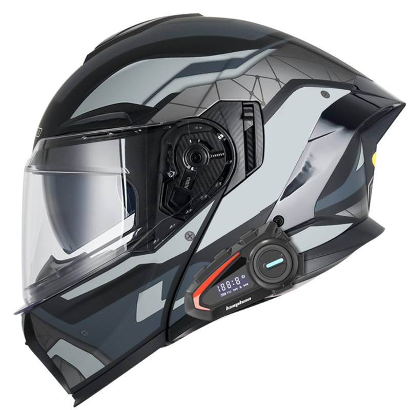 Bluetooth Flip Up Helm Motorradhelm, Modularer Bluetooth Helm Mit Doppelvisier, DOT/ECE Genehmigter Helm, Anti-Beschlag, Intelligente Geräuschunterdrückung von CNNGU