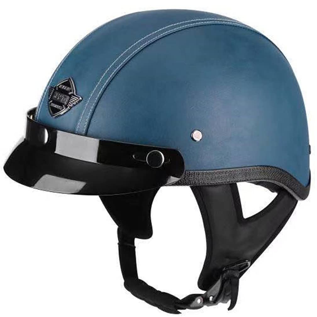 Halbhelme Motorradhelm, Pu-Leder Half Helm Mit Schutzbrille, DOT/ECE-Zulassung Retro Halbschalenhelm, Mit Visier Schnellverschluss，Motorradhelm Halbschalenhelm Mit ECE von CNNGU