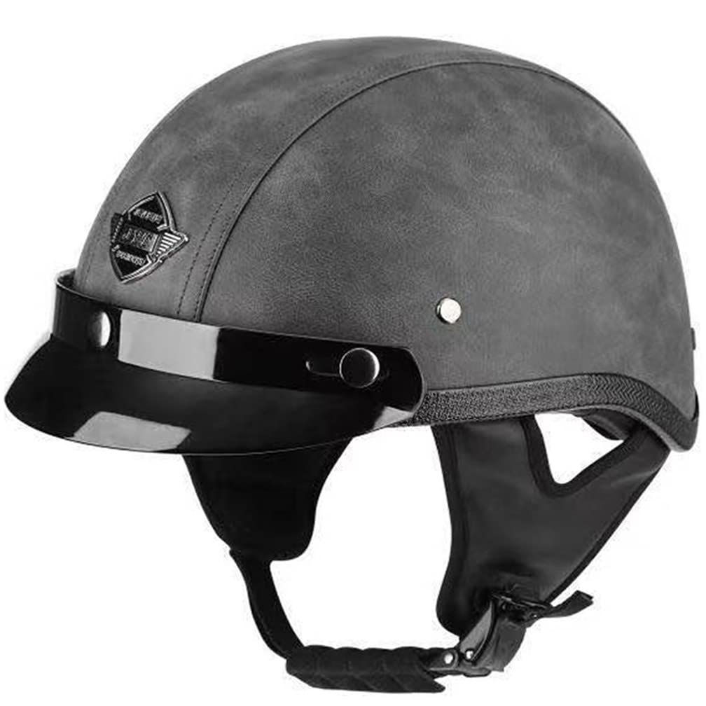 Halbhelme Motorradhelm, Pu-Leder Half Helm Mit Schutzbrille, DOT/ECE-Zulassung Retro Halbschalenhelm, Mit Visier Schnellverschluss，Motorradhelm Halbschalenhelm Mit ECE von CNNGU