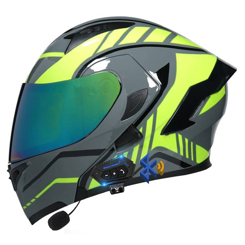 Klapphelm Motorradhelm, Bluetooth Integralhelm, Mit Doppelvisier, ECE Genehmigt Motorrad Full Face Helm, Atmungsaktiv Und Komfortabel, Für Erwachsene, Frauen Und Männer von CNNGU