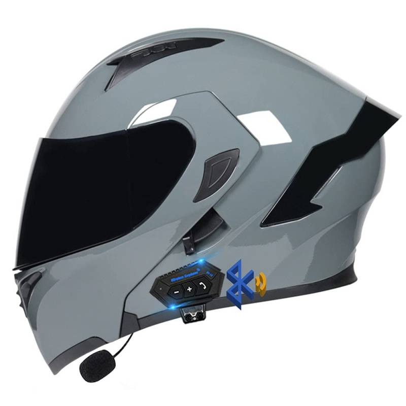 Klapphelm Motorradhelm, Bluetooth Integralhelm, Mit Doppelvisier, ECE Genehmigt Motorrad Full Face Helm, Atmungsaktiv Und Komfortabel, Für Erwachsene, Frauen Und Männer von CNNGU