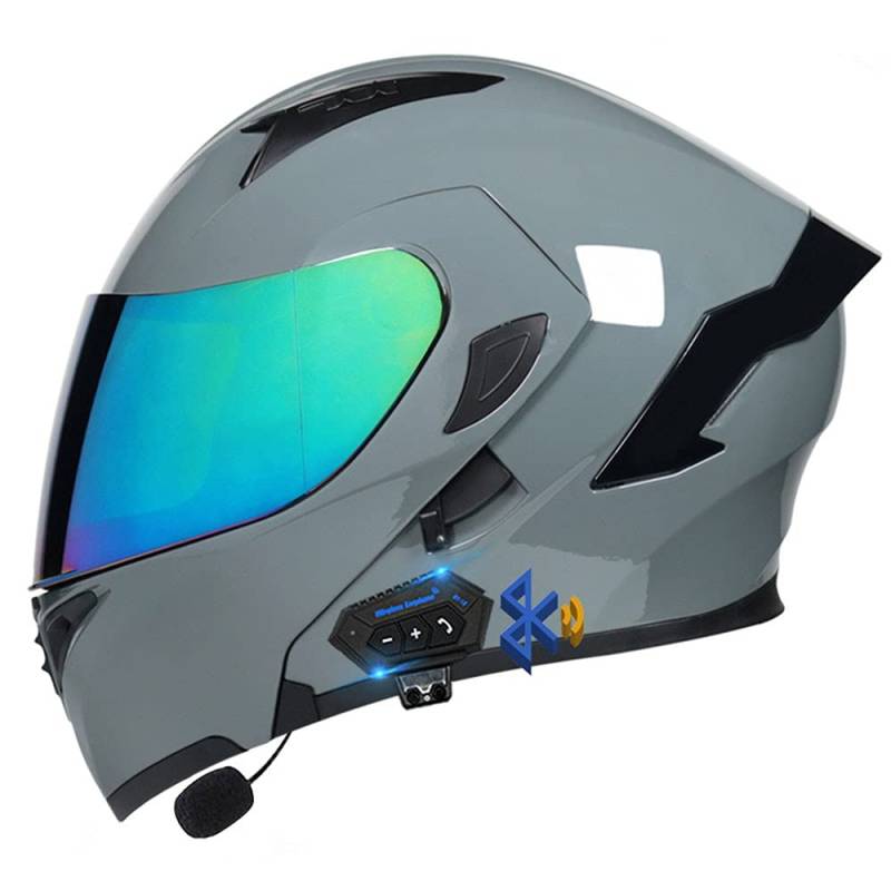 Klapphelm Motorradhelm, Bluetooth Integralhelm, Mit Doppelvisier, ECE Genehmigt Motorrad Full Face Helm, Atmungsaktiv Und Komfortabel, Für Erwachsene, Frauen Und Männer von CNNGU