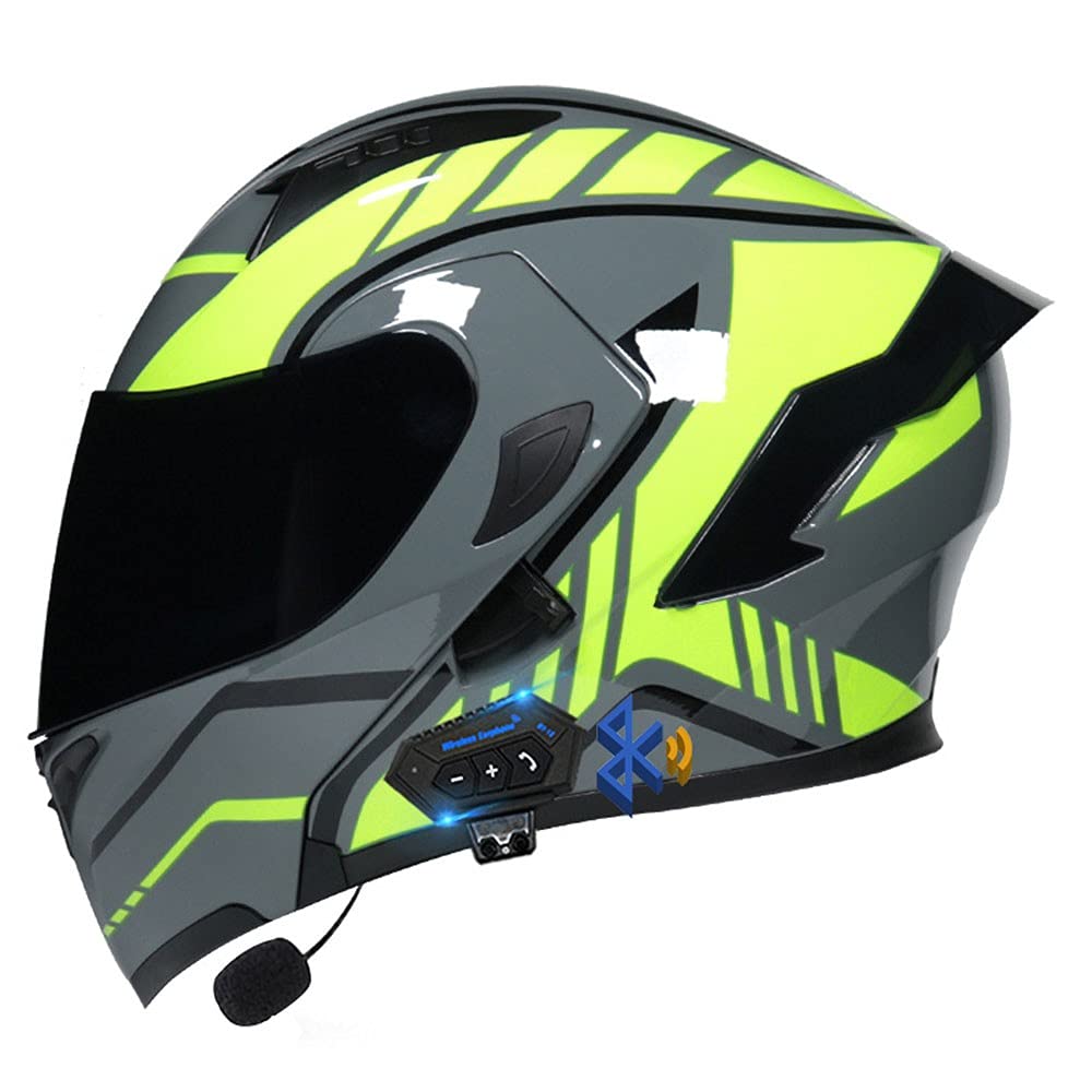 Klapphelm Motorradhelm, Bluetooth Integralhelm, Mit Doppelvisier, ECE Genehmigt Motorrad Full Face Helm, Atmungsaktiv Und Komfortabel, Für Erwachsene, Frauen Und Männer von CNNGU