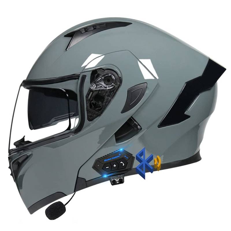 Klapphelm Motorradhelm, Bluetooth Integralhelm, Mit Doppelvisier, ECE Genehmigt Motorrad Full Face Helm, Atmungsaktiv Und Komfortabel, Für Erwachsene, Frauen Und Männer von CNNGU