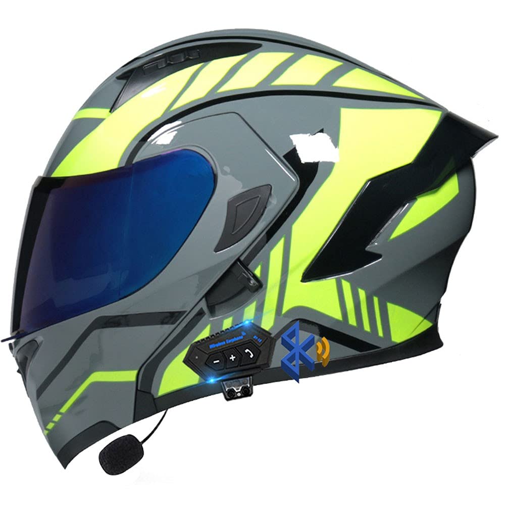 Klapphelm Motorradhelm, Bluetooth Integralhelm, Mit Doppelvisier, ECE Genehmigt Motorrad Full Face Helm, Atmungsaktiv Und Komfortabel, Für Erwachsene, Frauen Und Männer von CNNGU