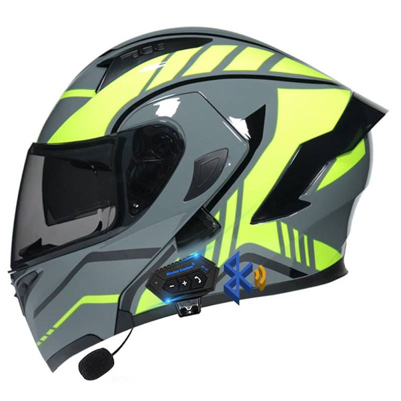 Klapphelm Motorradhelm, Bluetooth Integralhelm, Mit Doppelvisier, ECE Genehmigt Motorrad Full Face Helm, Atmungsaktiv Und Komfortabel, Für Erwachsene, Frauen Und Männer von CNNGU