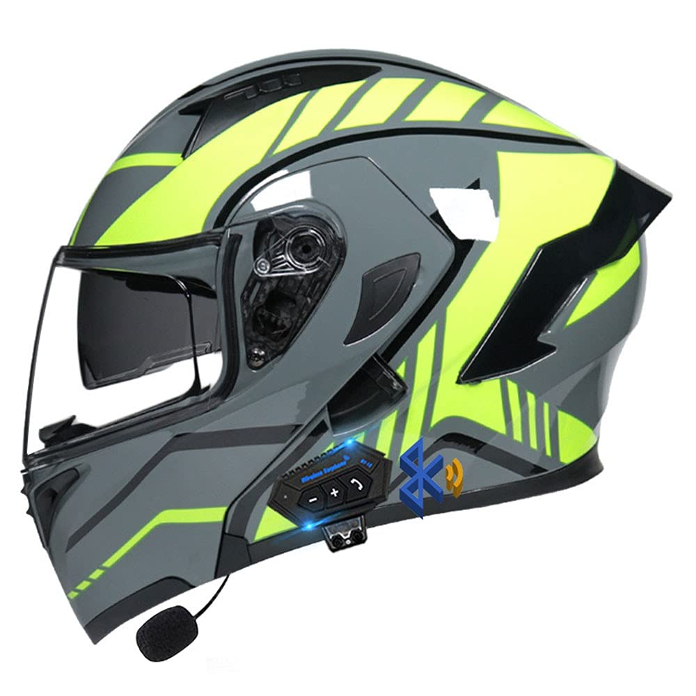 Klapphelm Motorradhelm, Bluetooth Integralhelm, Mit Doppelvisier, ECE Genehmigt Motorrad Full Face Helm, Atmungsaktiv Und Komfortabel, Für Erwachsene, Frauen Und Männer von CNNGU