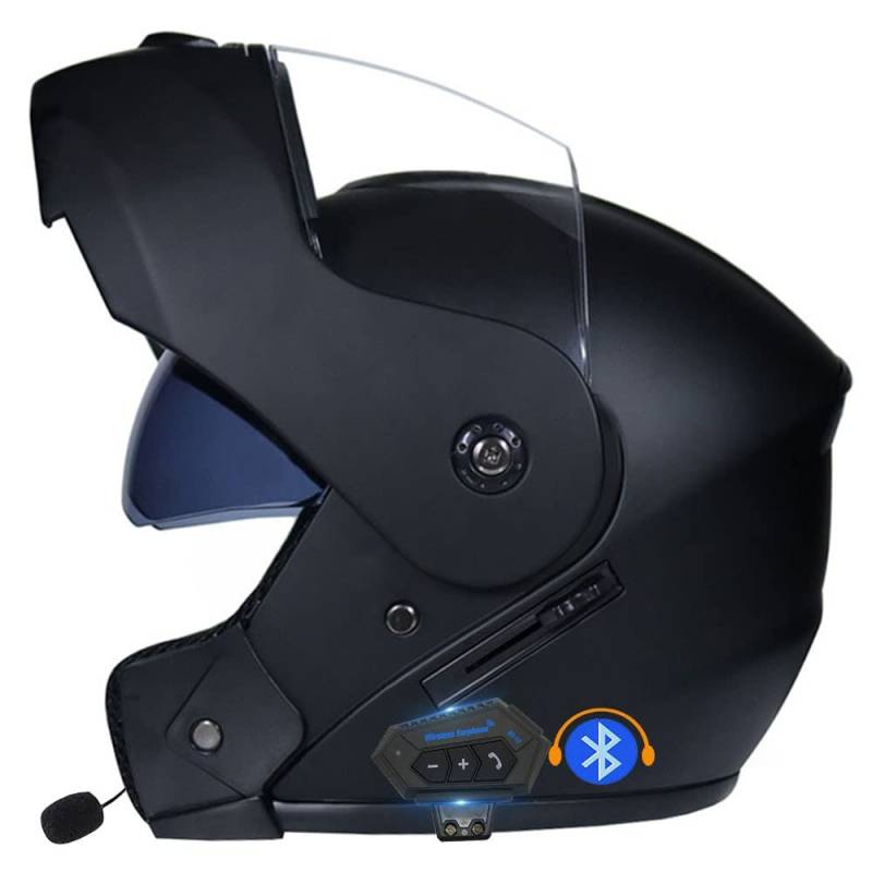 Klapphelm Motorradhelm,Bluetooth Integralhelm, ECE Genehmigt, Antibeschlag-Doppelvisier, Belüftet, Zu Jeder Jahreszeit Erhältlich, Geeignet Für Motorräder Und Elektromotorräder von CNNGU