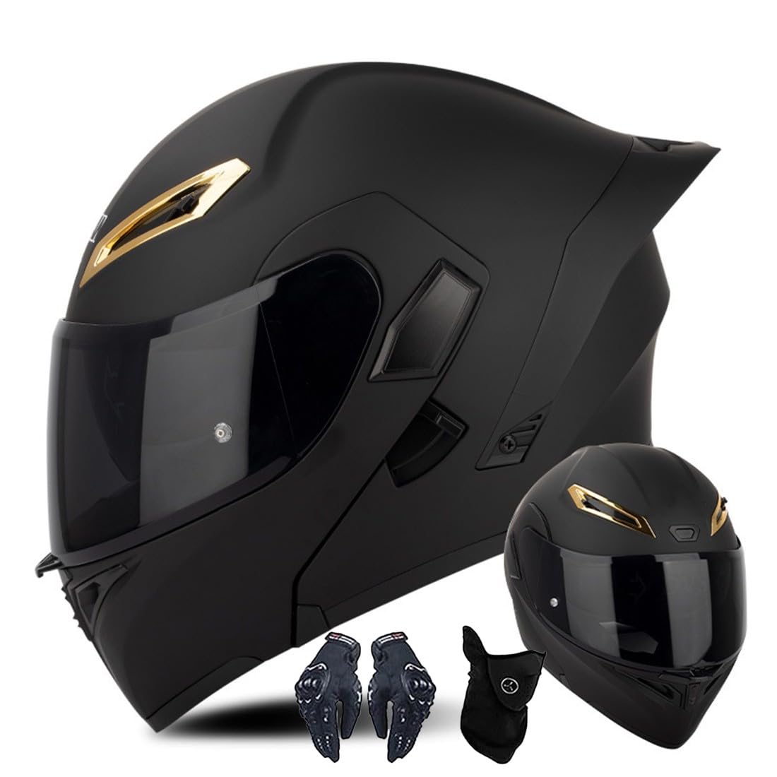 Modularer Motorradhelm Mit Handschuhen Und Gesichtsschutz, Flip Up Helm Erwachsener Motorradhelm Mit Doppelvisier, ECE-geprüfter Helm Für Männer Und Frauen von CNNGU