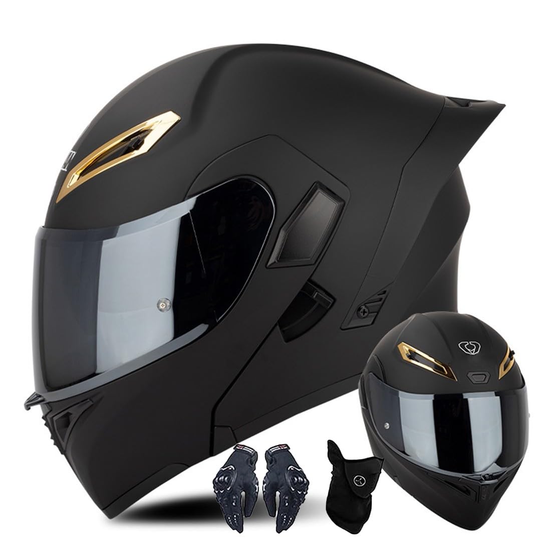 Modularer Motorradhelm Mit Handschuhen Und Gesichtsschutz, Flip Up Helm Erwachsener Motorradhelm Mit Doppelvisier, ECE-geprüfter Helm Für Männer Und Frauen von CNNGU