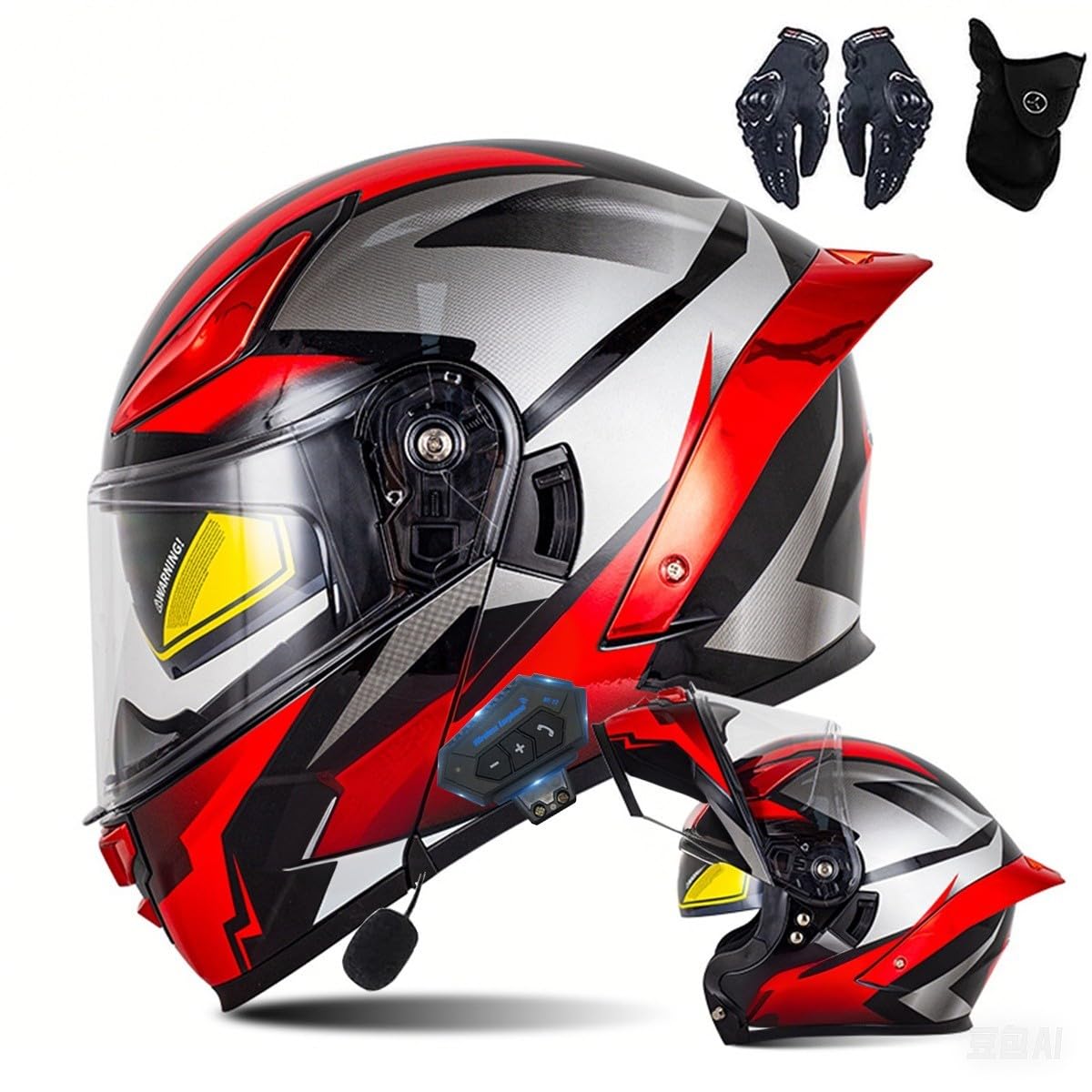 Motorrad-Bluetooth-Helm Vollvisierhelm Flip-Up-Helm, Modularer Flip-Typ Doppel-Sonnenblende Vollhelm, DOT/ECE-zertifizierter Helm von CNNGU