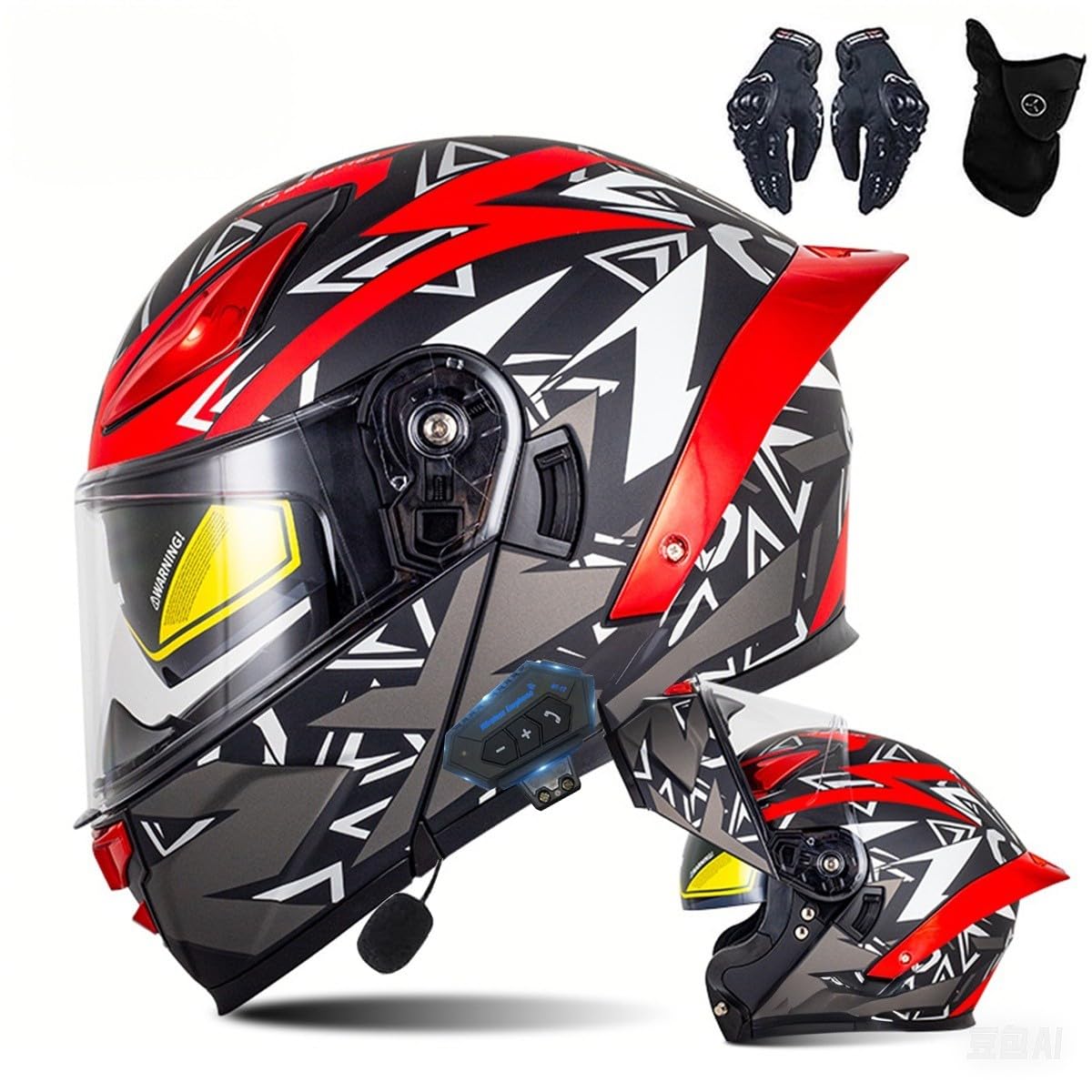 Motorrad-Bluetooth-Helm Vollvisierhelm Flip-Up-Helm, Modularer Flip-Typ Doppel-Sonnenblende Vollhelm, DOT/ECE-zertifizierter Helm von CNNGU