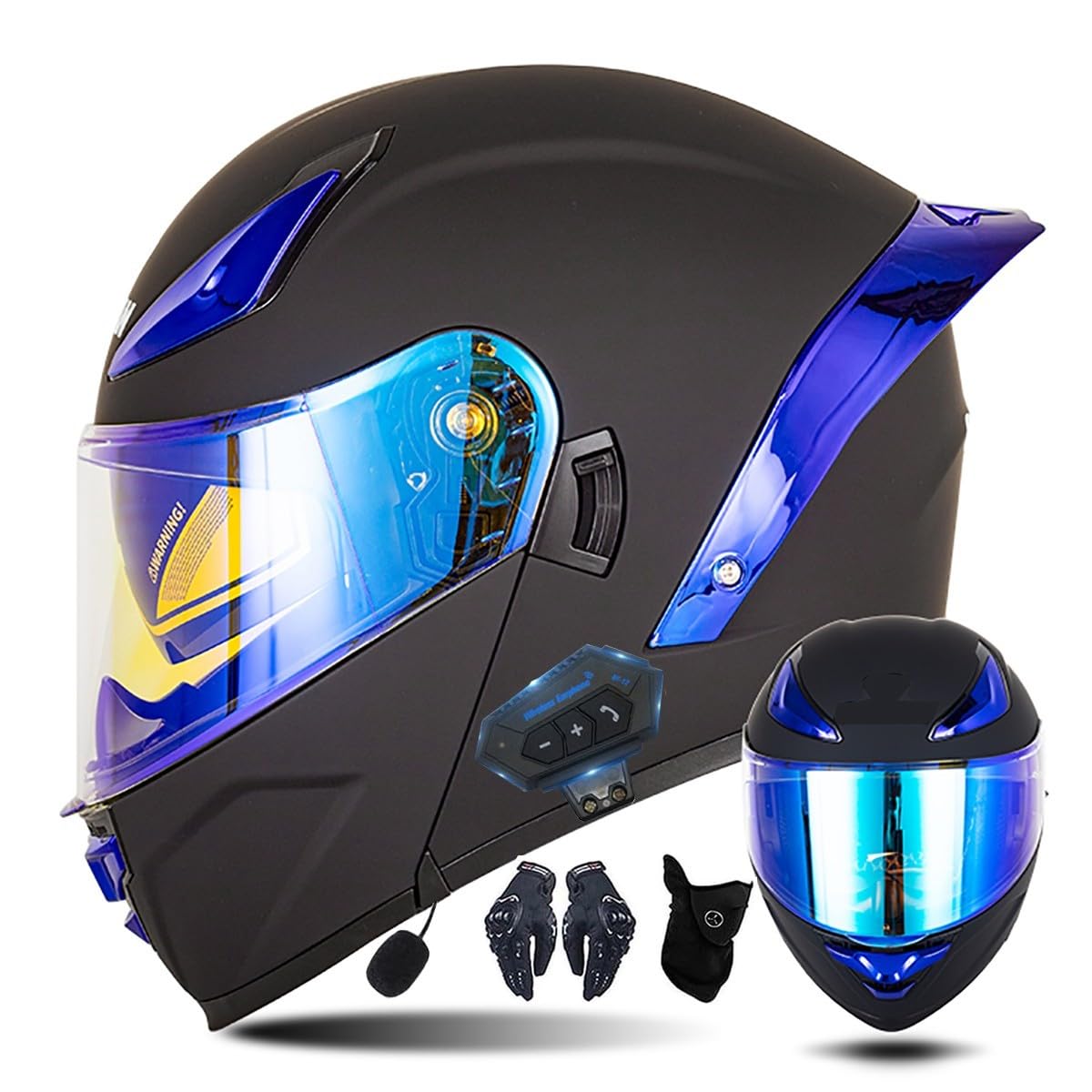 Motorrad-Bluetooth-Helm Vollvisierhelm Flip-Up-Helm, Modularer Flip-Typ Doppel-Sonnenblende Vollhelm, DOT/ECE-zertifizierter Helm von CNNGU