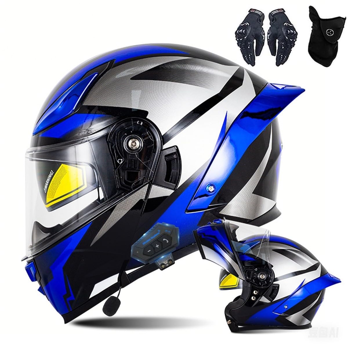 Motorrad-Bluetooth-Helm Vollvisierhelm Flip-Up-Helm, Modularer Flip-Typ Doppel-Sonnenblende Vollhelm, DOT/ECE-zertifizierter Helm von CNNGU