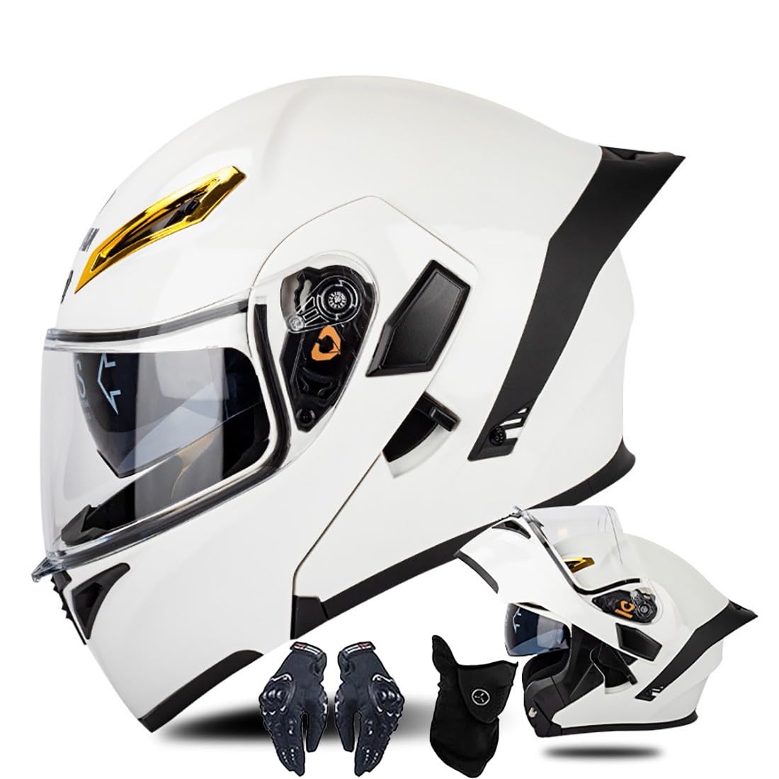 Motorrad Flip Up Helm Modular Helm, Full Face Helm Modular Helm ECE Genehmigte Faltbare Modulare Integrale Bluetooth Motorradhelme Mit Doppelter Linse, S~XL von CNNGU