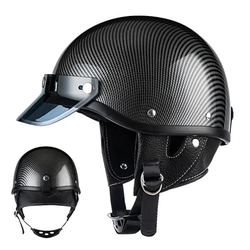 Motorrad-Halbhelme Für Alle Jahreszeiten, Retro-Jethelm Im Deutschen Stil, Moped-Roller-Halbhelm Für Männer Und Frauen DOT-zugelassener Vintage-Motorrad-Halbschalenhelm ECE von CNNGU