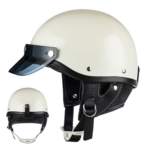 Motorrad Halbhelme Für Männer Und Frauen, Deutscher Stil Retro Open Face Helm, Moped Roller Halbhelm Für Erwachsene, ECE Genehmigter Vintage Motorrad von CNNGU