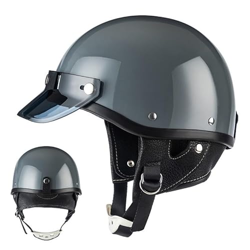 Motorrad Halbhelme Für Männer Und Frauen, Deutscher Stil Retro Open Face Helm, Moped Roller Halbhelm Für Erwachsene, ECE Genehmigter Vintage Motorrad von CNNGU