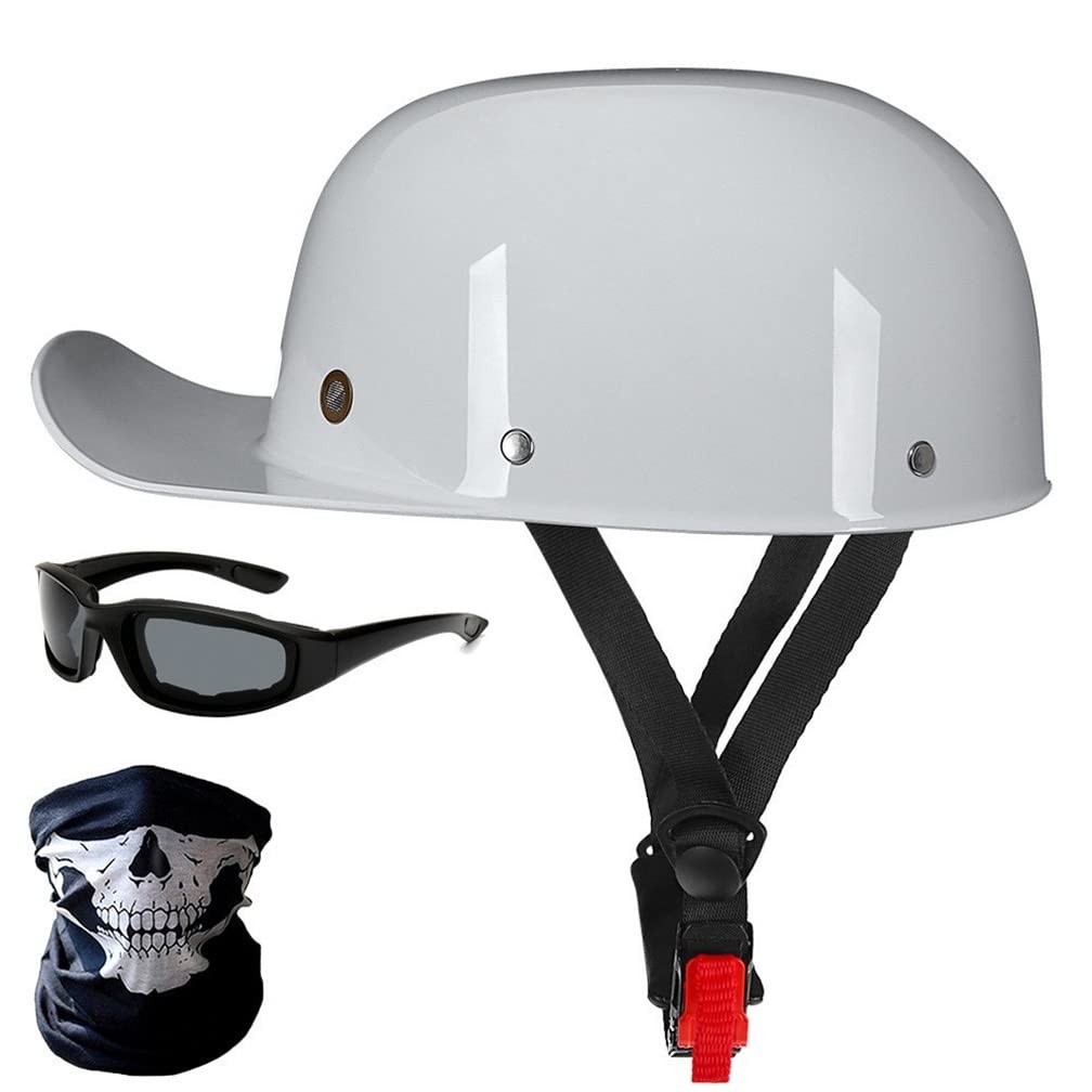 Motorrad-Halbhelme Mit Brille Und Gesichtsabdeckung, Retro-Schirmmütze Halbschale, Halbschalenhelm, DOT/ECE-geprüfter Vintage-Helm Im Deutschen Stil Für Männer Und Frauen (M/L/XL) von CNNGU