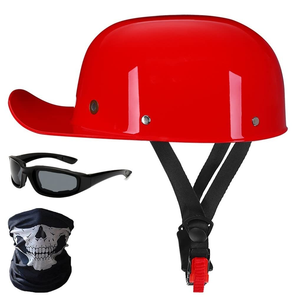 Motorrad-Halbhelme Mit Brille Und Gesichtsabdeckung, Retro-Schirmmütze Halbschale, Halbschalenhelm, DOT/ECE-geprüfter Vintage-Helm Im Deutschen Stil Für Männer Und Frauen (M/L/XL) von CNNGU