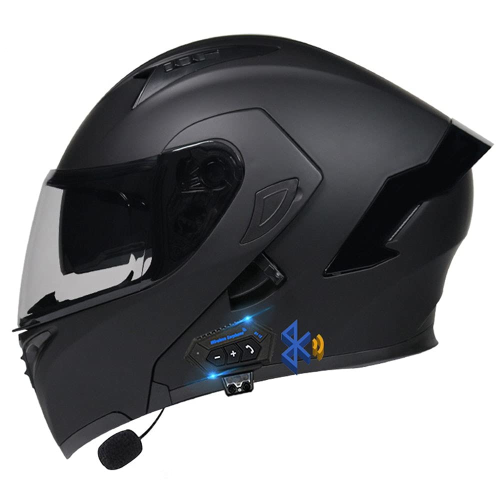 Motorrad Integrierter Bluetooth-Helm, Motorrad-Klapphelm Mit Anti-Fog-Doppelscheib, ECE-geprüft, Mehrluftkanaldesign, Belüftung Und Wärmeableitung, Abnehmbare Auskleidung von CNNGU