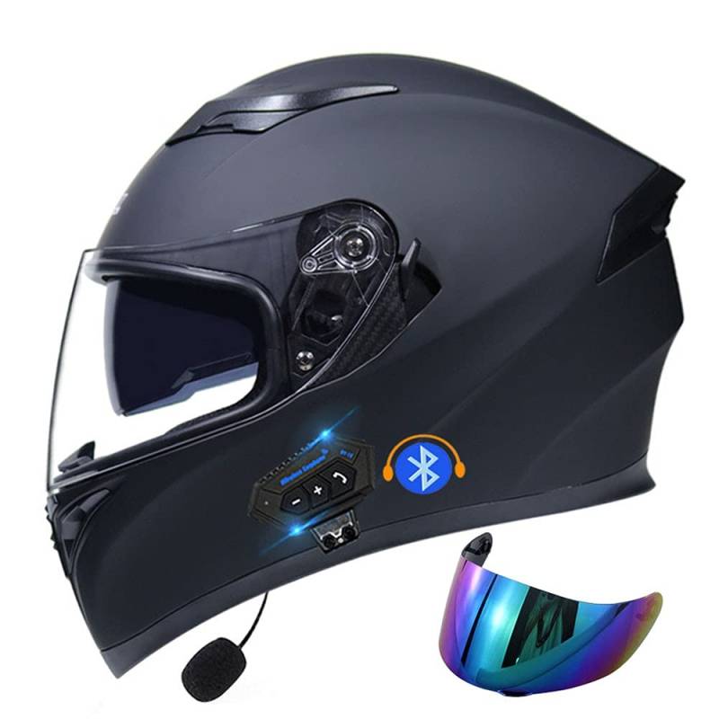 Motorradhelm Mit Bluetooth, ECE Genehmigt Motorrad Full Face Helm, Integrierter Bluetooth-Helm, Herausnehmbares Und Waschbares Futter, Konvektionsbelüftungssystem von CNNGU