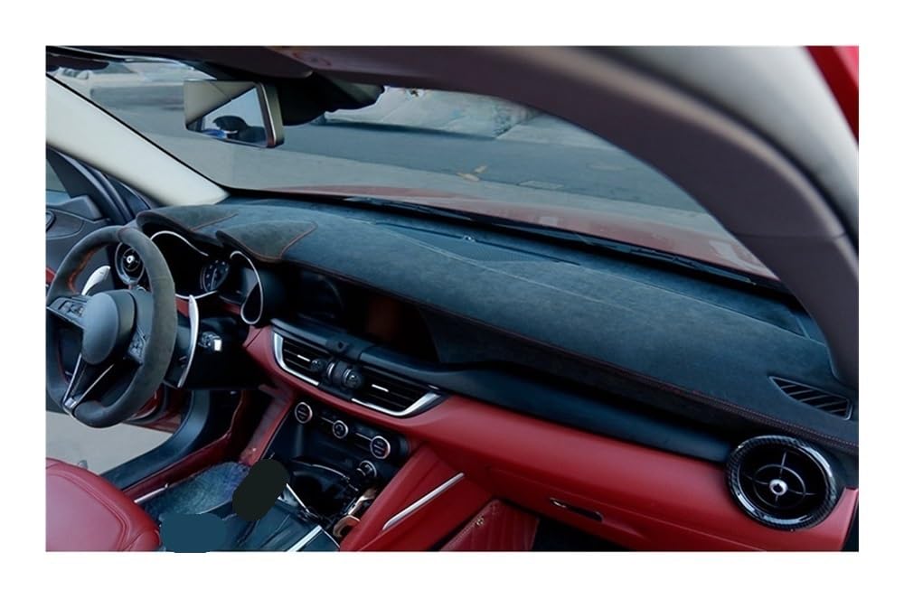 Teppich Armaturenbrett-Kissen Auto Dashboard Abckungen Für Alfa Für Romeo Für Giulia Für Stelvio 2015-2022 Auto Zubehör Dashboard Sonnenschirm Kissen Pad Teppiche von CNSJSS