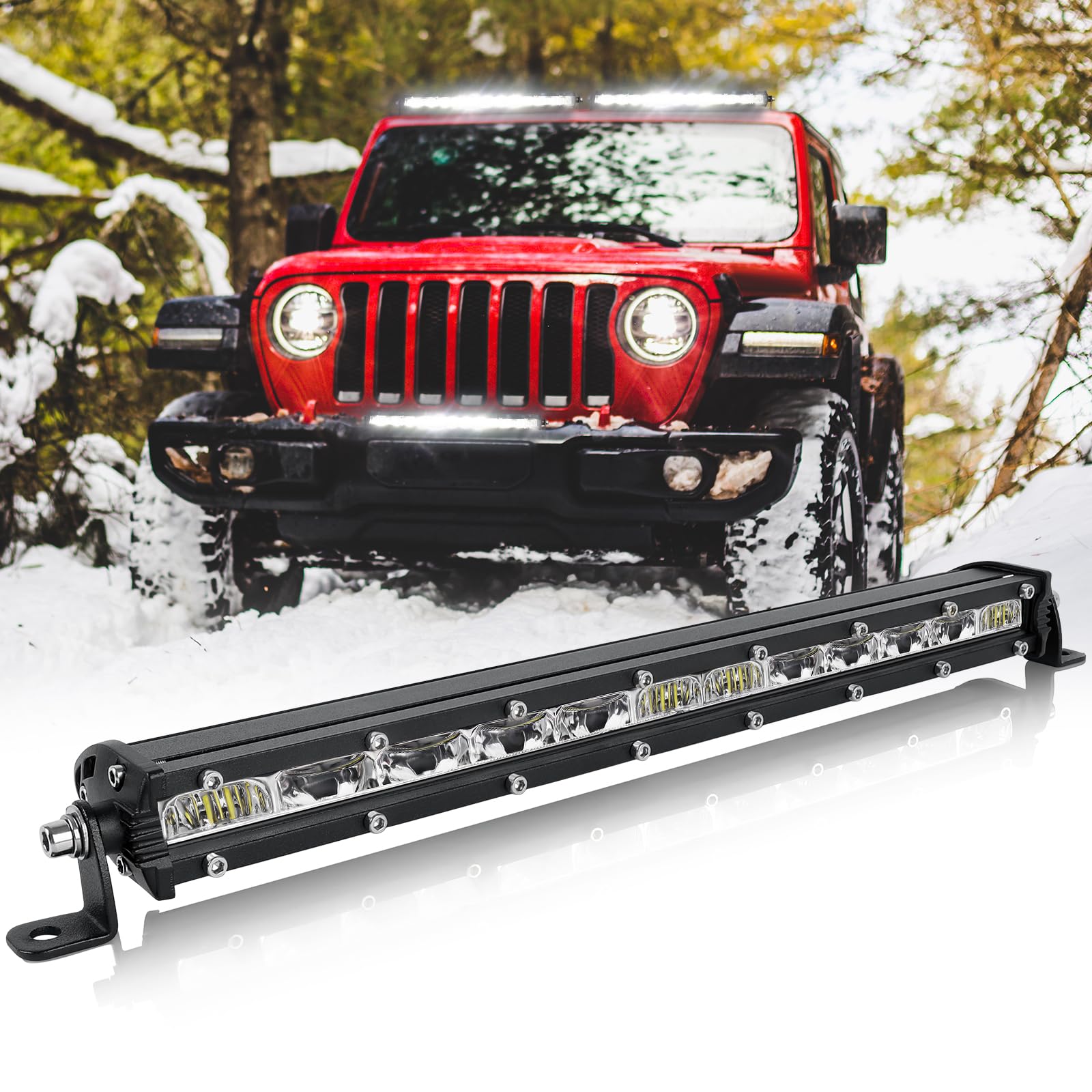 CO LIGHT 14 Zoll Light Bar Slim Led Zusatzscheinwerfer Bar 12v Light Bar Auto 60w Flut- und Spot-Kombinationsstrahl für Offroad SUV, ATV, UTV, Pickup von CO LIGHT