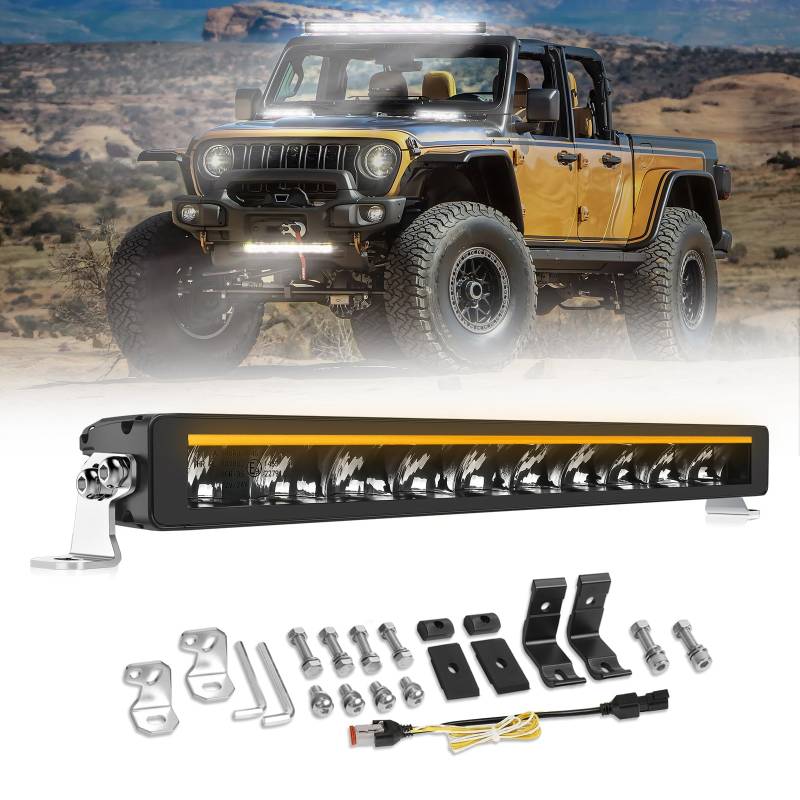 CO LIGHT 21" Light bar auto 80W 15000LM led balken 12v/24V Strahl bis zu 780 Meter IP68 Geeignet für landwirtschaftliche Traktoren, 4x4 Fahrzeuge, Lastwagen und Wohnwagen von CO LIGHT