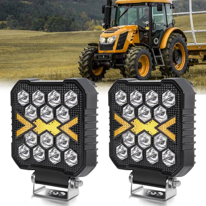 CO LIGHT 4 Zoll Quadratische LED Arbeitsscheinwerfer 2 stück 15000LM Arbeitsscheinwerfer LED 12V 24V Arbeitsscheinwerfer IP68 Rückfahrscheinwerfer LED für Baufahrzeuge, Geländewagen, LKW, UTV und ATV von CO LIGHT